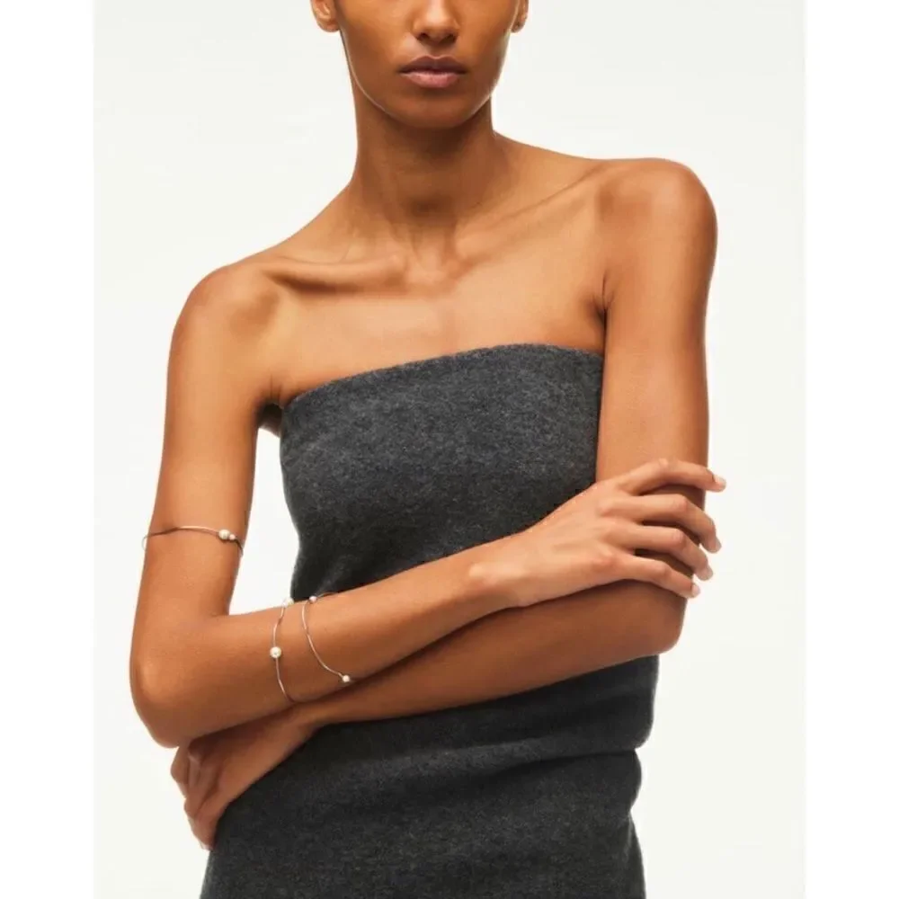 NWT Zara Limited Edition Fall/Winter 2022 Collection Strapless Gray Wool Dress